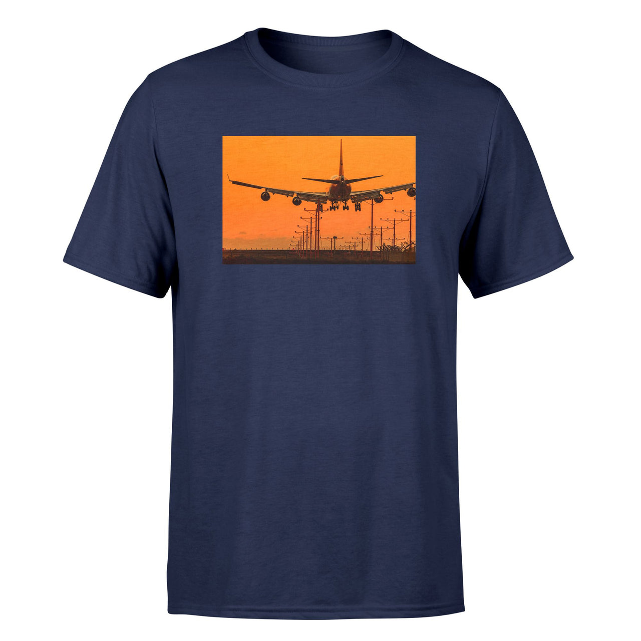 Close up to Boeing 747 Landing at Sunset Designed T-Shirts