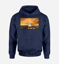 Thumbnail for Amazing Departing Aircraft Sunset & Clouds Behind Designed Hoodies