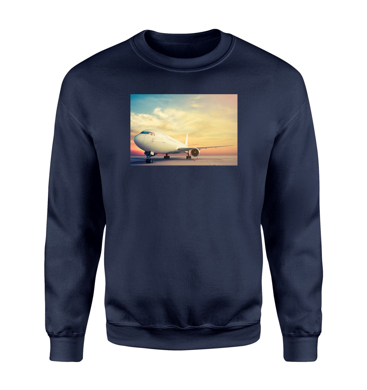 Parked Aircraft During Sunset Designed Sweatshirts