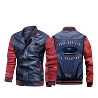 Thumbnail for Your Captain Is Speaking Designed Stylish Leather Bomber Jackets
