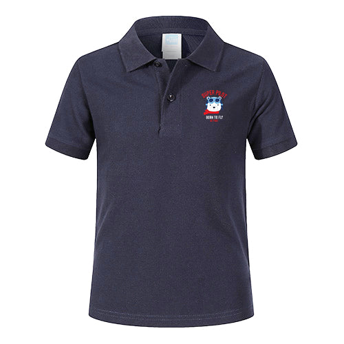 Super Pilot - Born To Fly Designed Children Polo T-Shirts