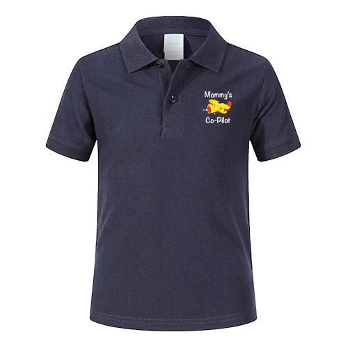 Mommy's Co-Pilot (Propeller2) Designed Children Polo T-Shirts