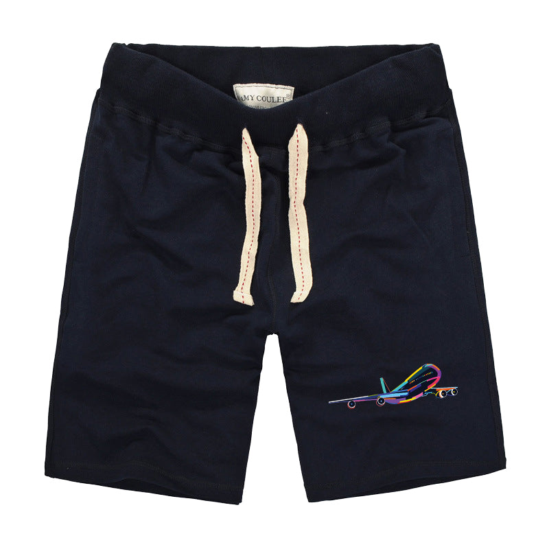 Multicolor Airplane Designed Cotton Shorts