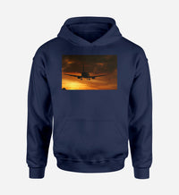 Thumbnail for Beautiful Aircraft Landing at Sunset Designed Hoodies