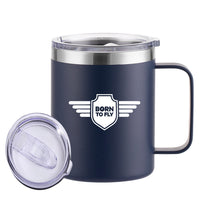 Thumbnail for Born To Fly & Badge Designed Stainless Steel Laser Engraved Mugs