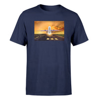 Thumbnail for Amazing Departing Aircraft Sunset & Clouds Behind Designed T-Shirts