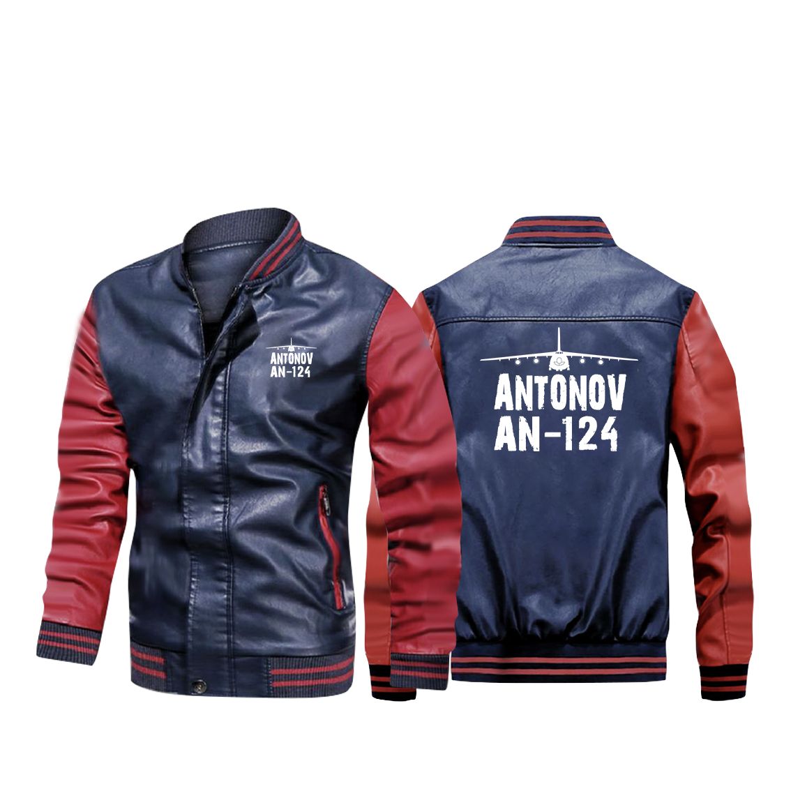 Antonov AN-124 & Plane Designed Stylish Leather Bomber Jackets