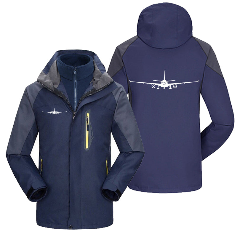Airbus A330 Silhouette Designed Thick Skiing Jackets