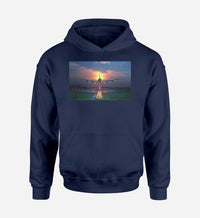 Thumbnail for Super Airbus A380 Landing During Sunset Designed Hoodies
