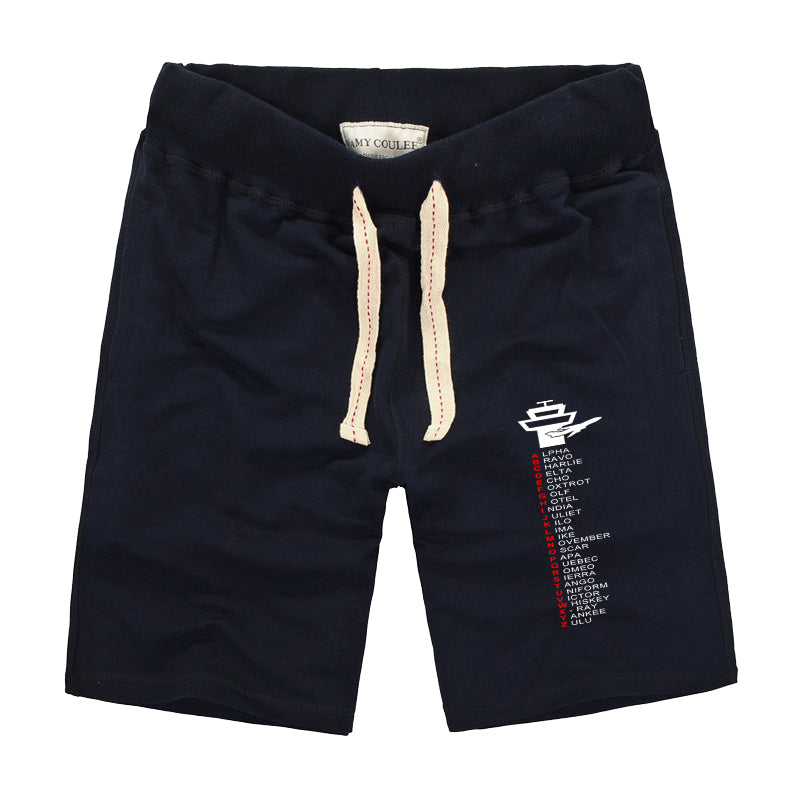 Aviation Alphabet Designed Cotton Shorts