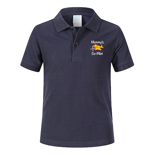 Mommy's Co-Pilot (Propeller) Designed Children Polo T-Shirts