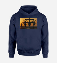 Thumbnail for Military Plane at Sunset Designed Hoodies