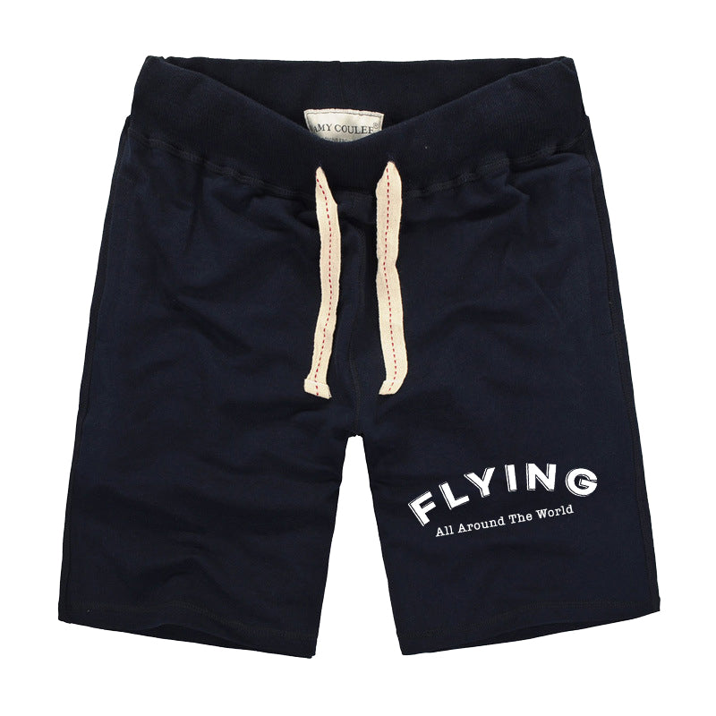 Flying All Around The World Designed Cotton Shorts