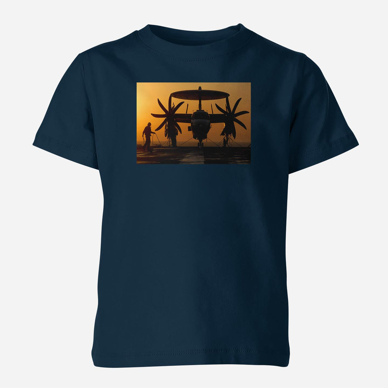 Military Plane at Sunset Designed Children T-Shirts