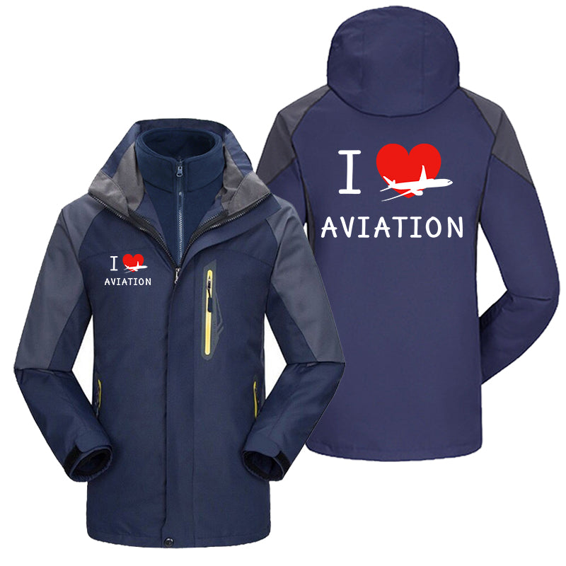 I Love Aviation Designed Thick Skiing Jackets