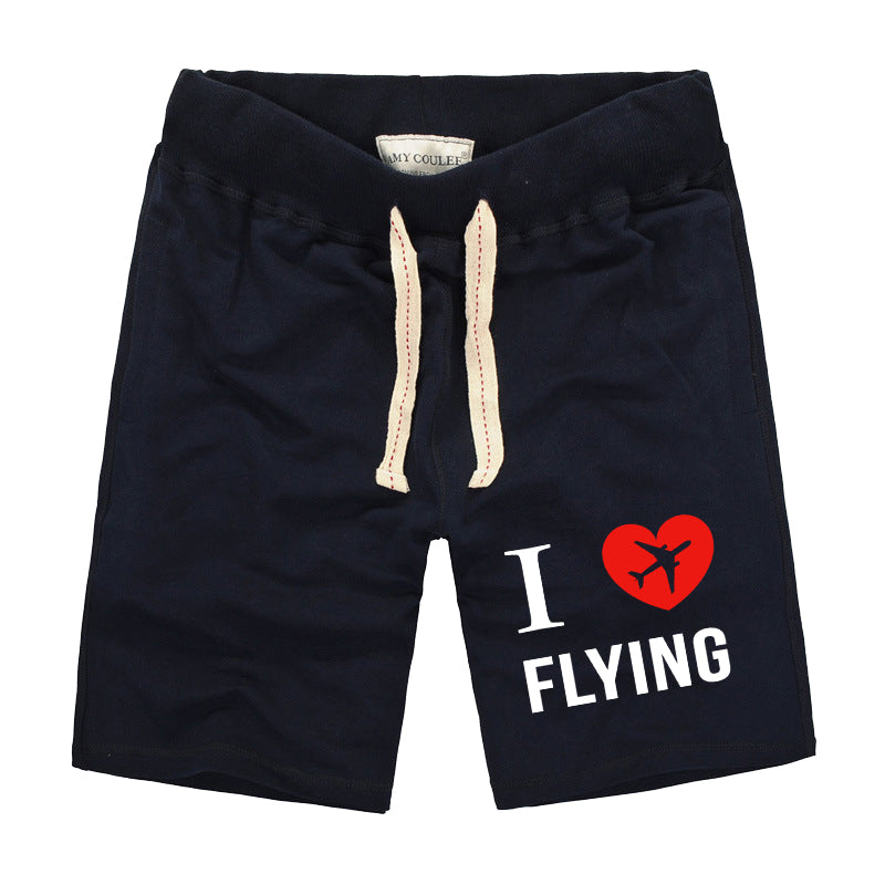 I Love Flying Designed Cotton Shorts