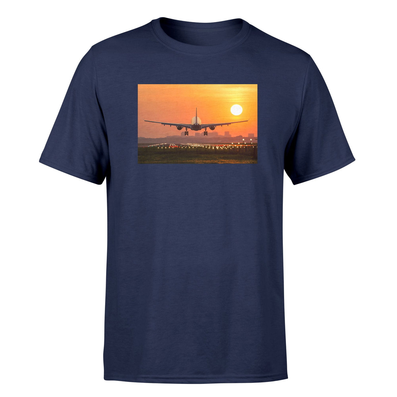 Amazing Airbus A330 Landing at Sunset Designed T-Shirts