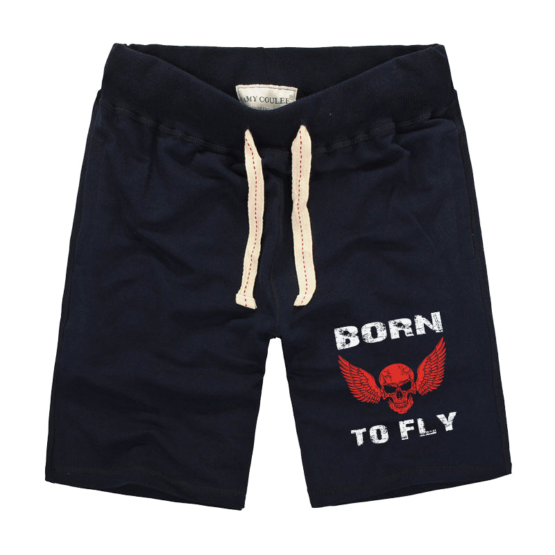 Born To Fly SKELETON Designed Cotton Shorts