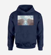 Thumbnail for Airplane Flying over Big Buildings Designed Hoodies