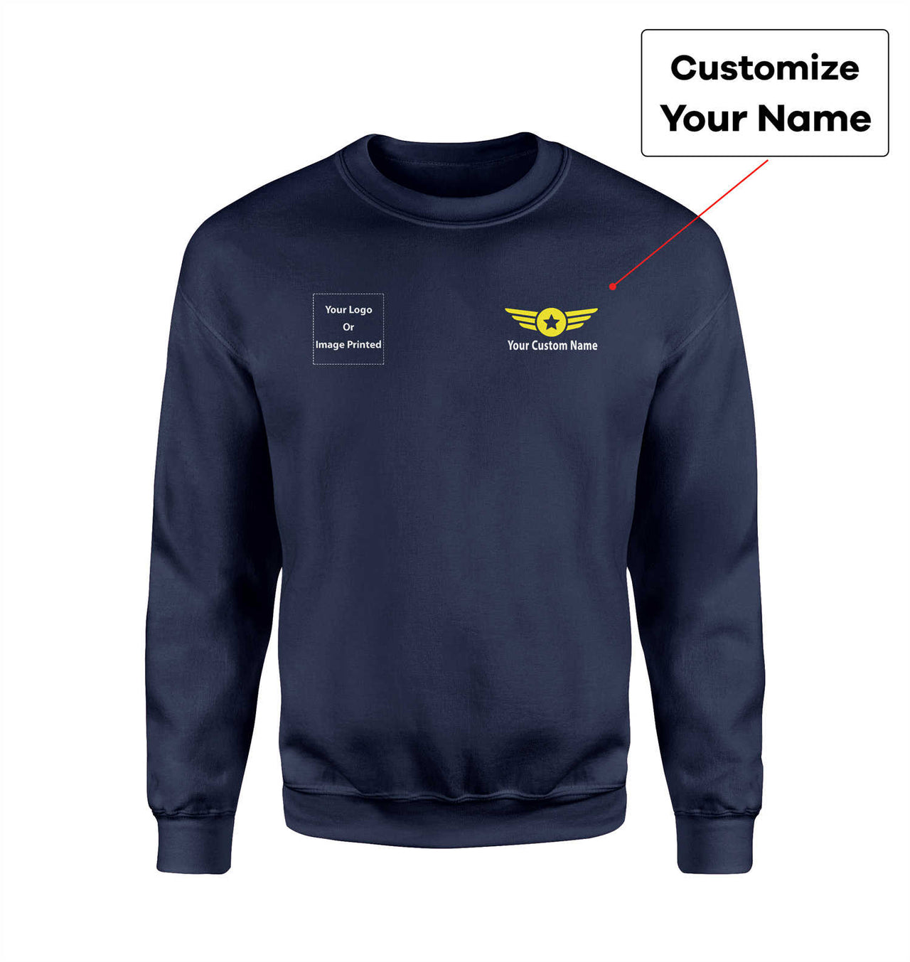 Side Your Custom Logos & Name (Badge 4) Designed Sweatshirts