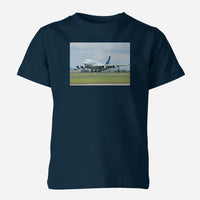 Thumbnail for Departing Airbus A380 with Original Livery Designed Children T-Shirts