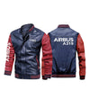 Airbus A319 & Text Designed Stylish Leather Bomber Jackets