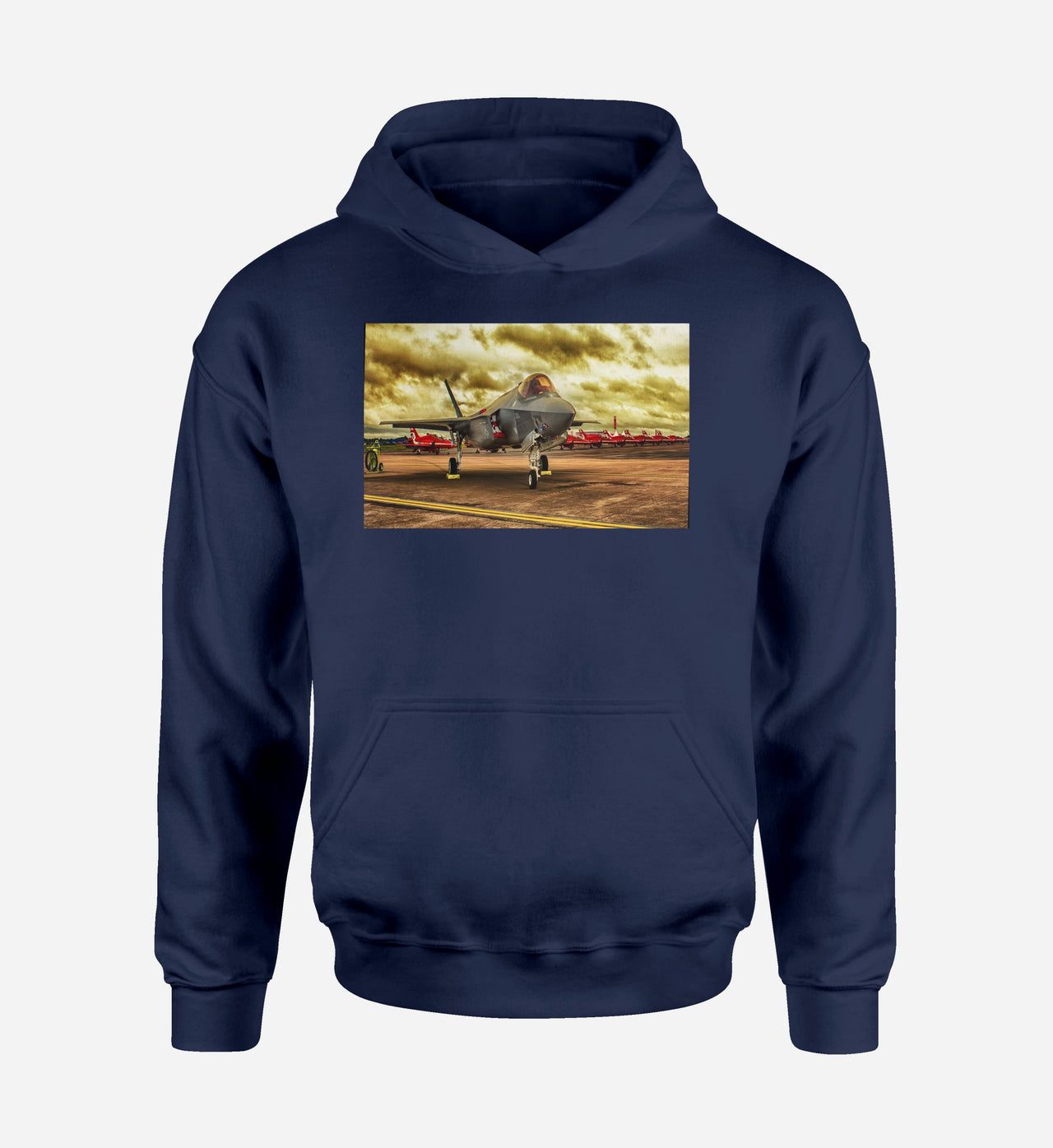 Fighting Falcon F35 at Airbase Designed Hoodies