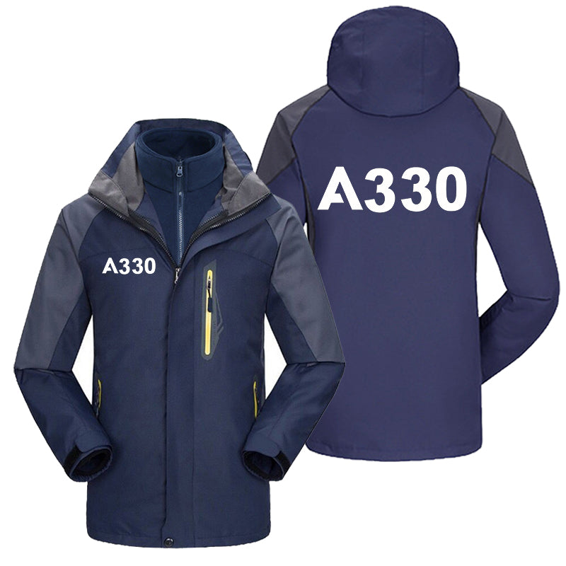 A330 Flat Text Designed Thick Skiing Jackets