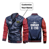 Thumbnail for Embraer E-190 & Plane Designed Stylish Leather Bomber Jackets