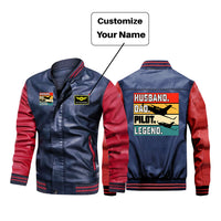 Thumbnail for Husband & Dad & Pilot & Legend Designed Stylish Leather Bomber Jackets