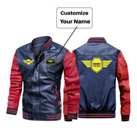 Thumbnail for Born To Fly & Badge Designed Stylish Leather Bomber Jackets