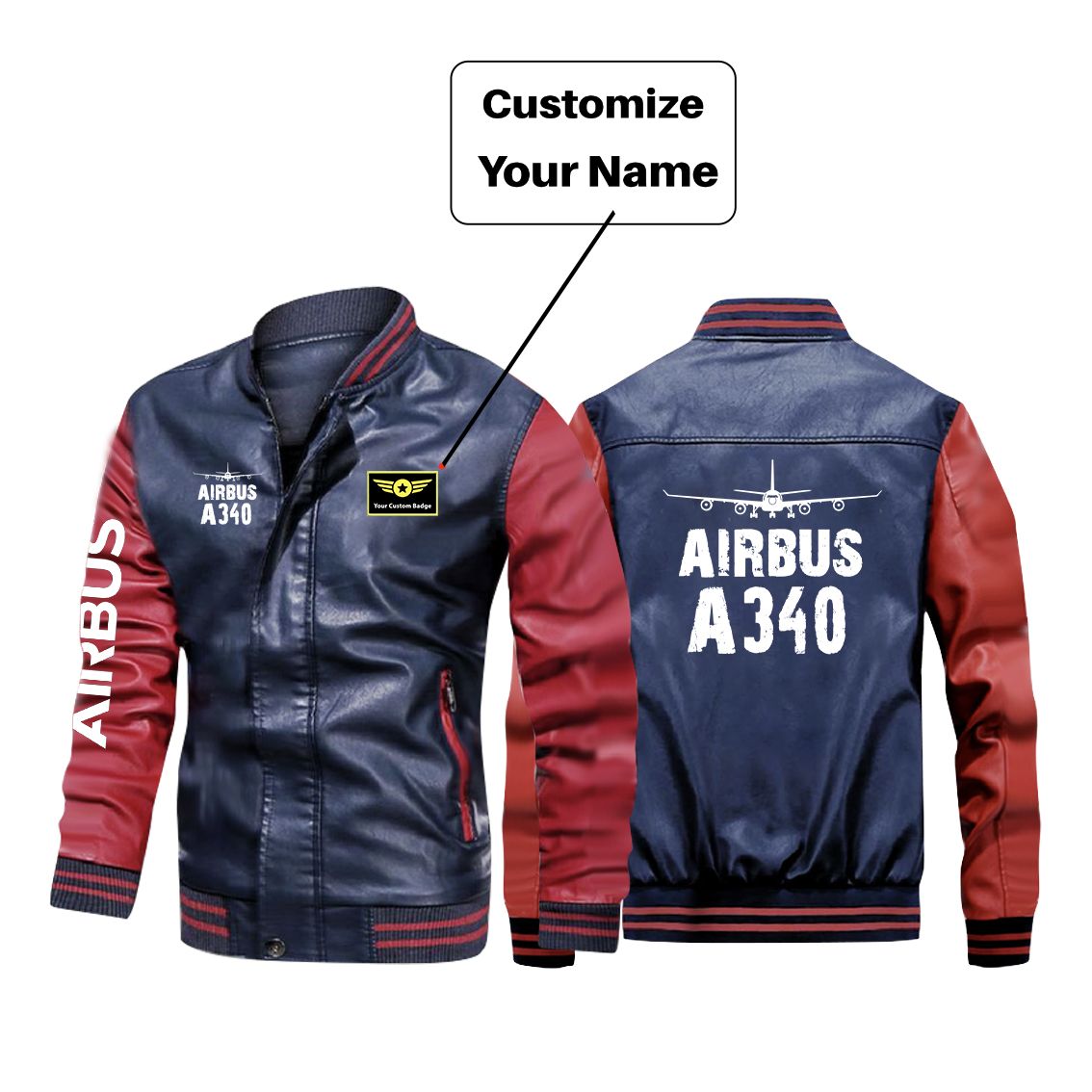 Airbus A340 & Plane Designed Stylish Leather Bomber Jackets