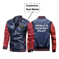 Thumbnail for World's Okayest Pilot Designed Stylish Leather Bomber Jackets
