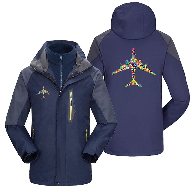 Colourful Airplane Designed Thick Skiing Jackets