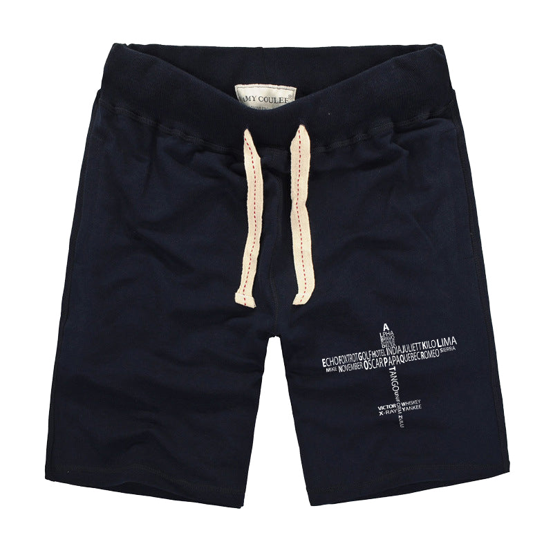 Propeller Shape Aviation Alphabet Designed Cotton Shorts