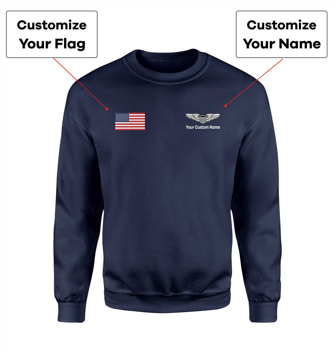 Custom Flag & Name with (Military Badge) Designed 3D Sweatshirts