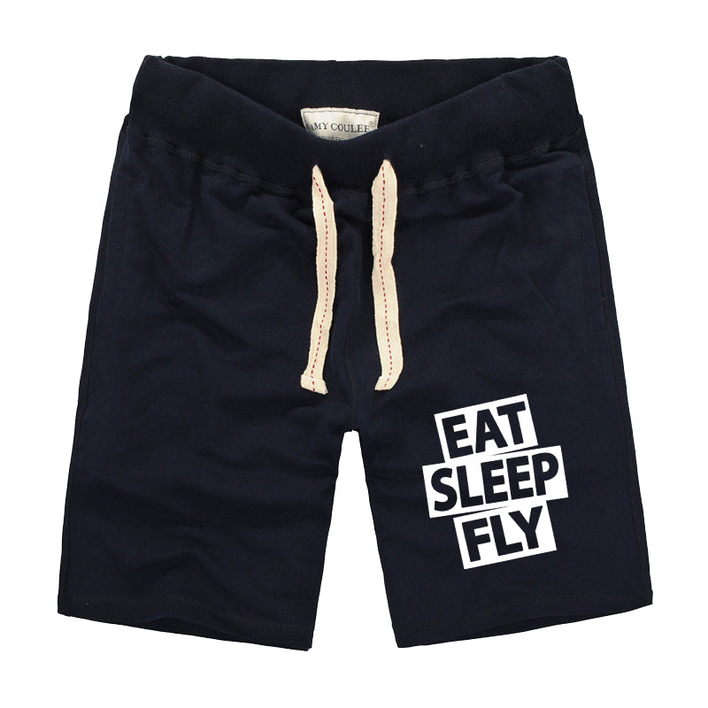 Eat Sleep Fly Designed Cotton Shorts