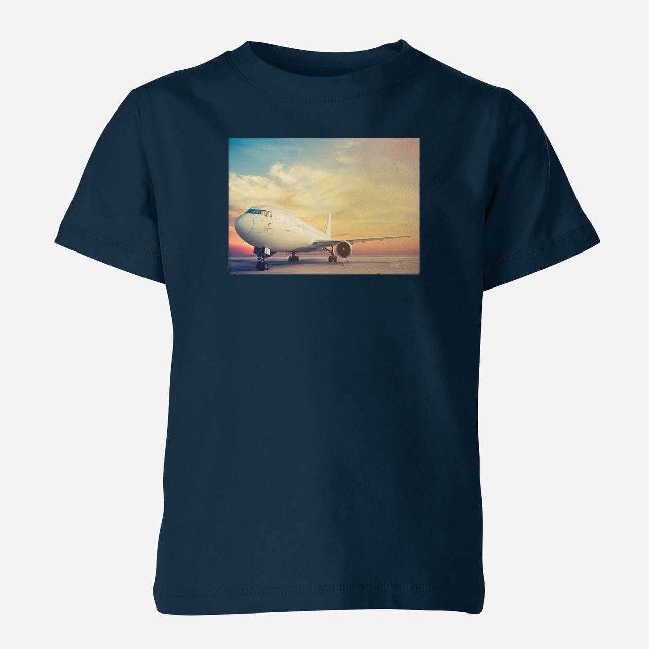 Parked Aircraft During Sunset Designed Children T-Shirts