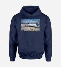 Thumbnail for Lufthansa's A380 At The Gate Designed Hoodies