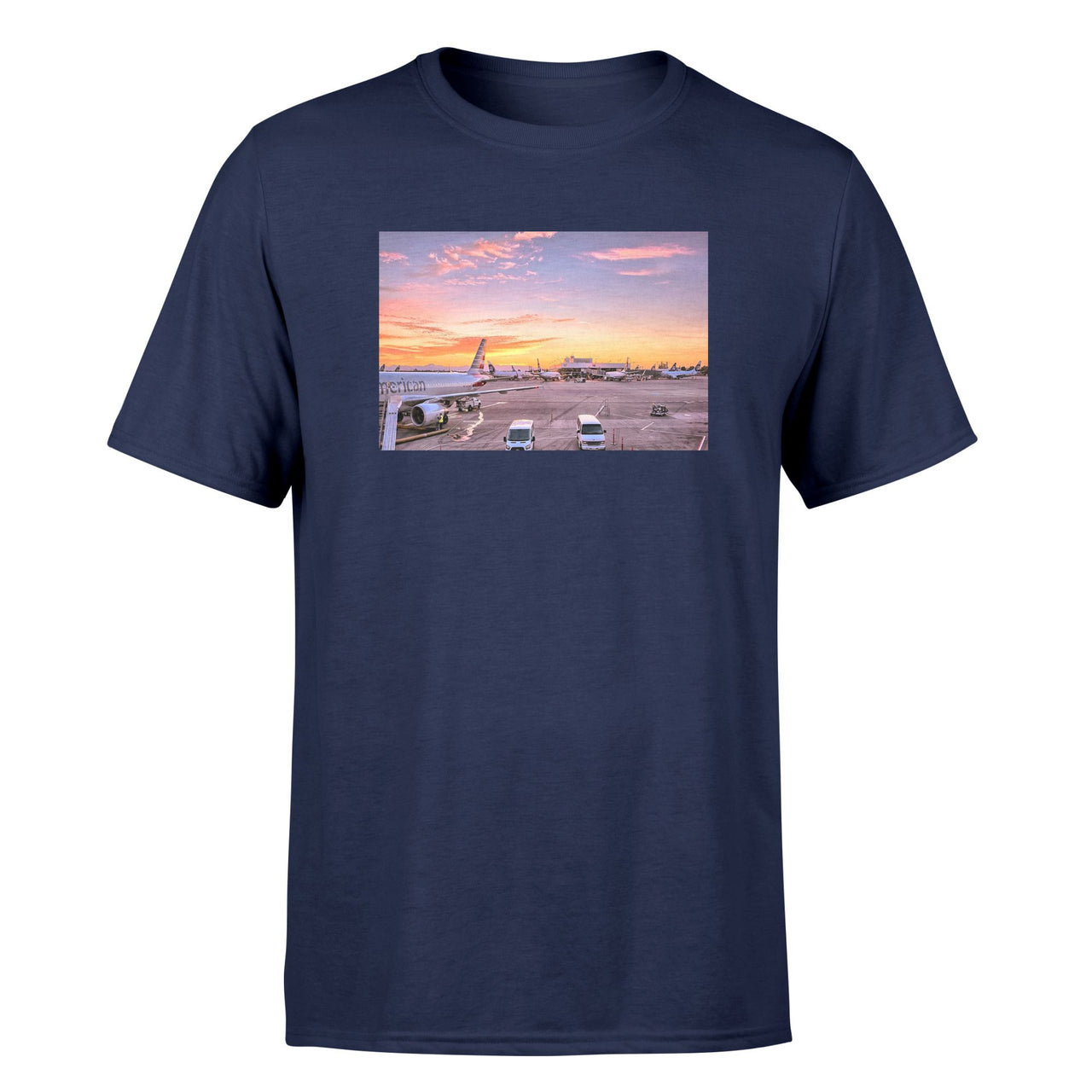 Airport Photo During Sunset Designed T-Shirts
