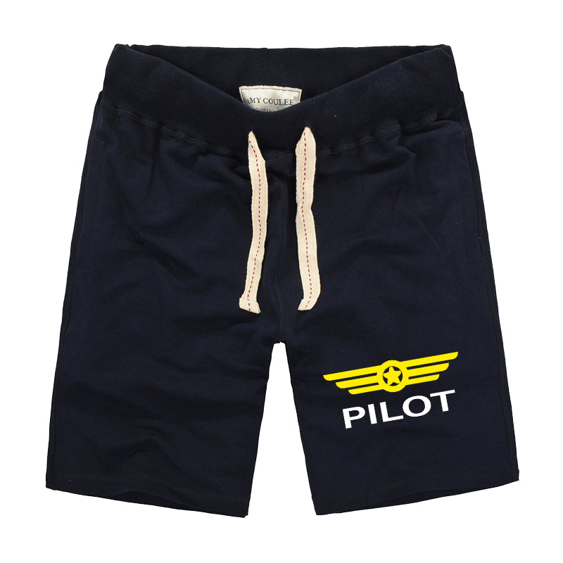 Pilot & Badge Designed Cotton Shorts