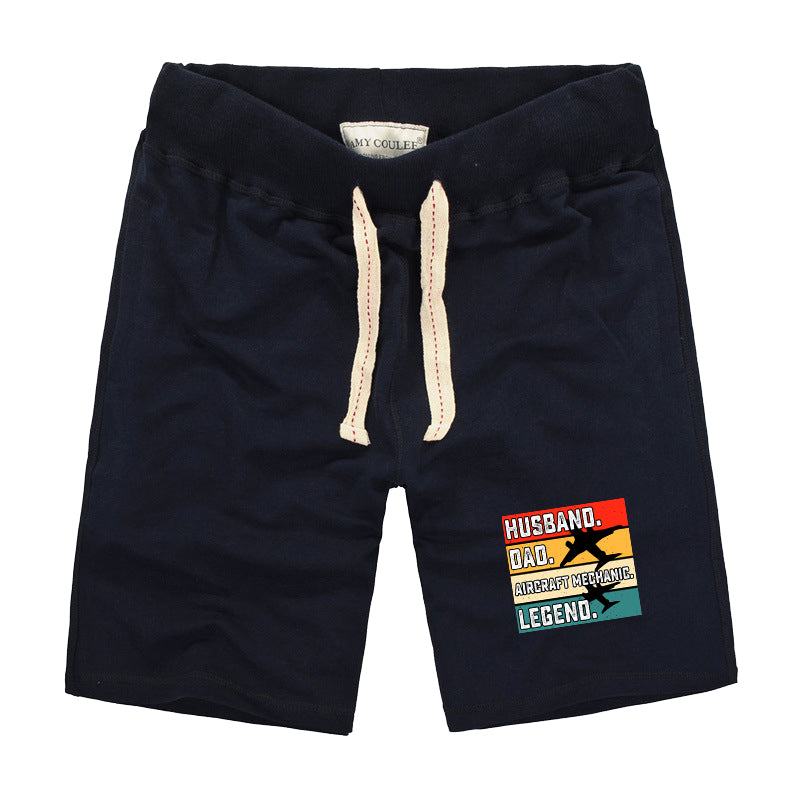 Husband & Dad & Aircraft Mechanic & Legend Designed Cotton Shorts