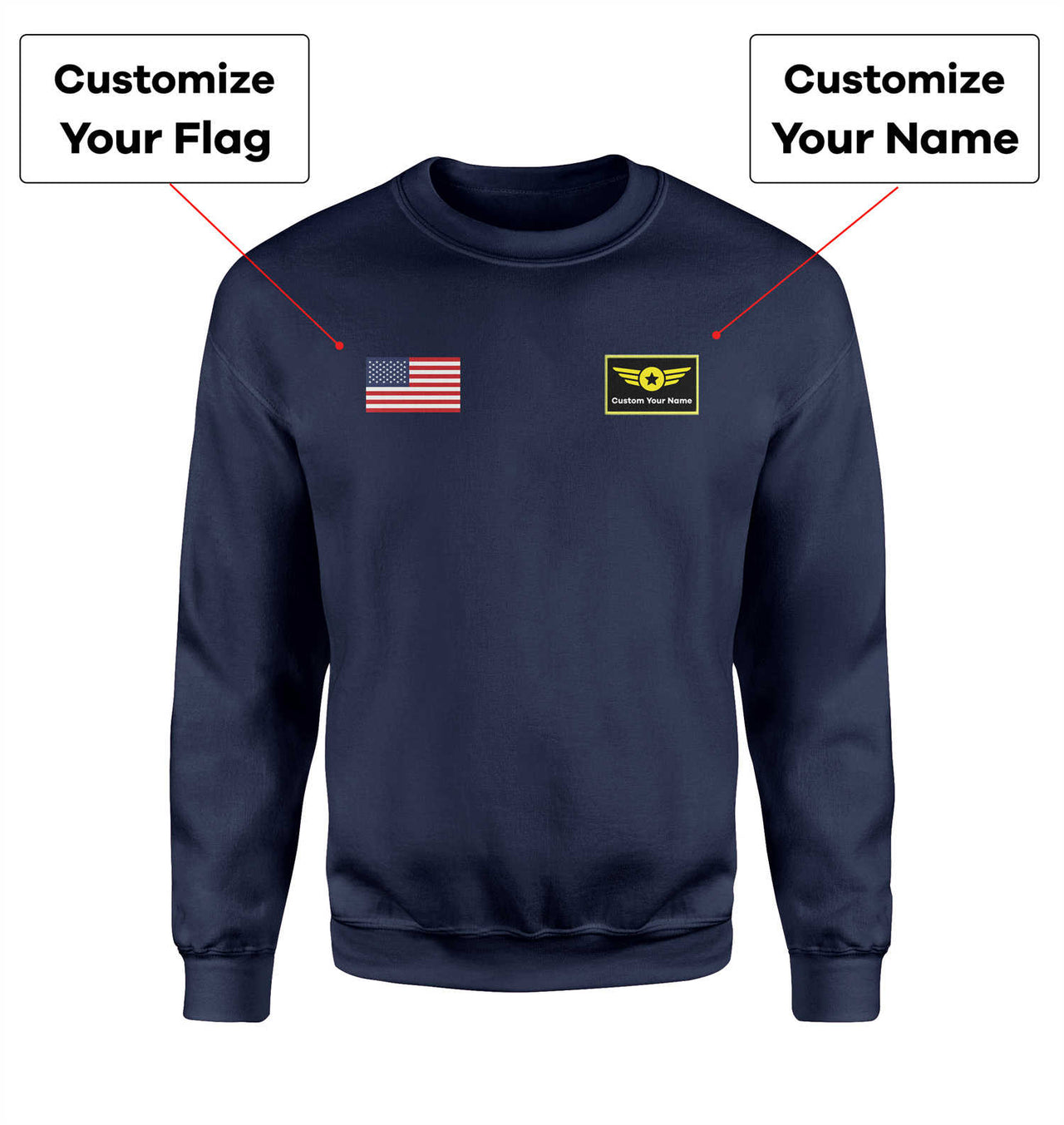 Custom Flag & Name with (Special Badge) Designed 3D Sweatshirts