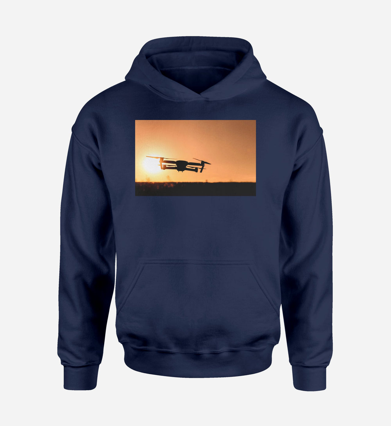 Amazing Drone in Sunset Designed Hoodies