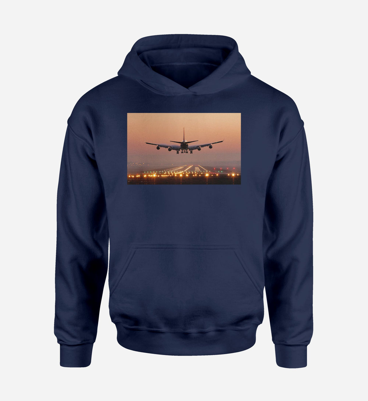 Landing Boeing 747 During Sunset Designed Hoodies