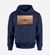 Thumbnail for Landing Boeing 747 During Sunset Designed Hoodies