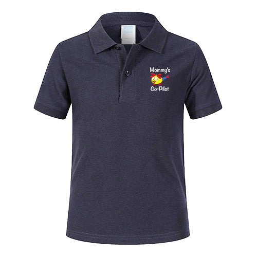Mommy's Co-Pilot (Helicopter) Designed Children Polo T-Shirts