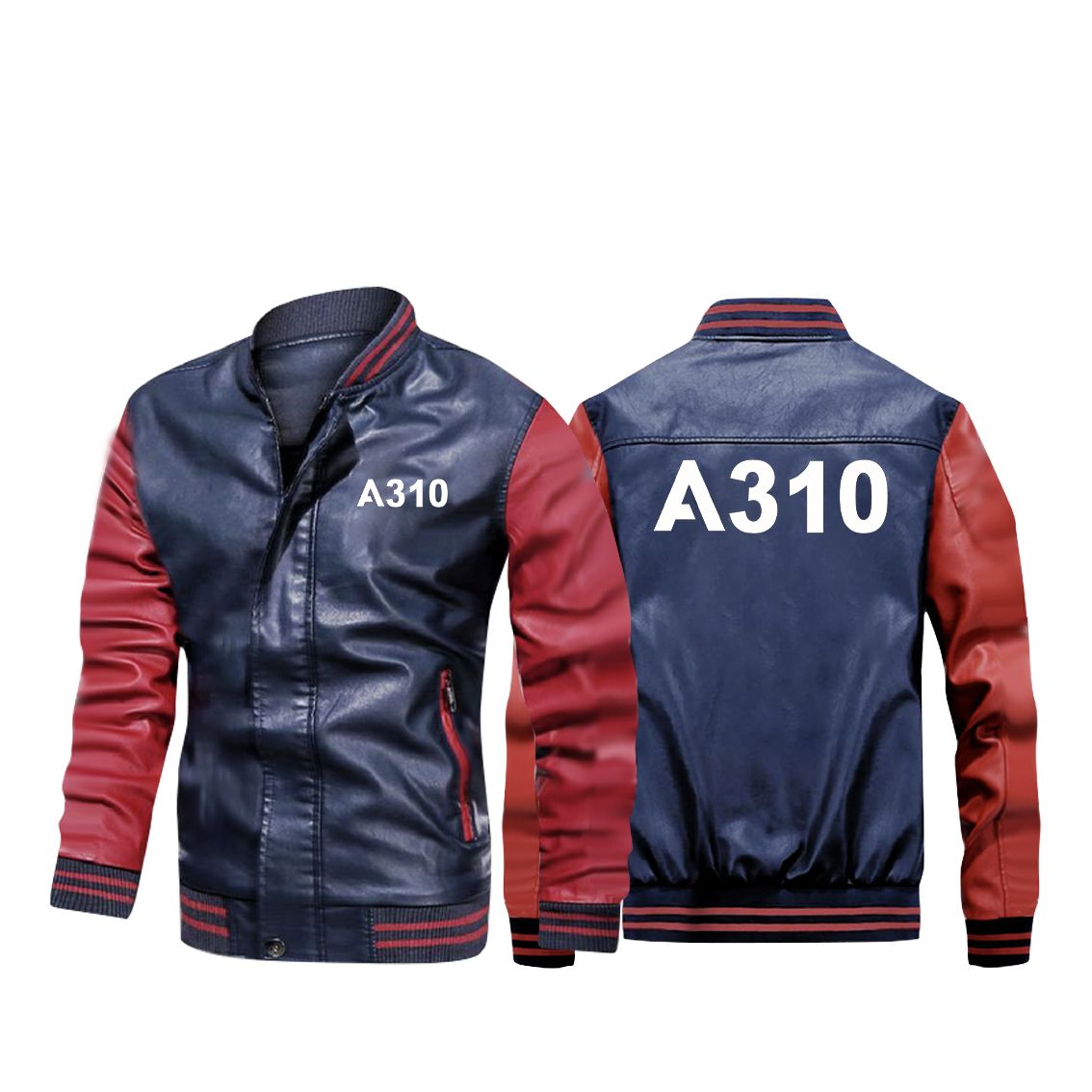 A310 Flat Text Designed Stylish Leather Bomber Jackets
