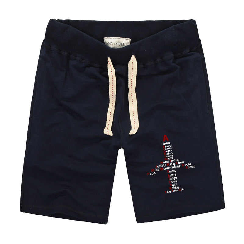 Airplane Shape Aviation Alphabet Designed Cotton Shorts