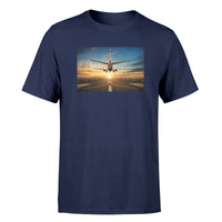 Thumbnail for Airplane over Runway Towards the Sunrise Designed T-Shirts